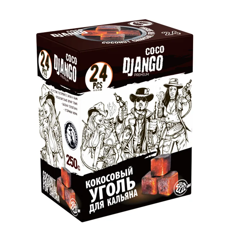 Кокосовый уголь для кальяна COCO DJANGO PREMIUM  (96) (2.2X2.2X2.2)