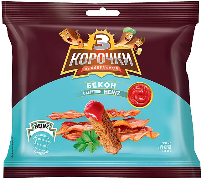Три корочки ржан. 60гр.+25мл.(1*30) Бекон+кетчуп   ПС301