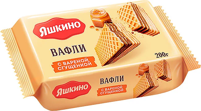 Яшкино  Вафли 200гр. с вар. сгущенкой  (24)   ЯВ161